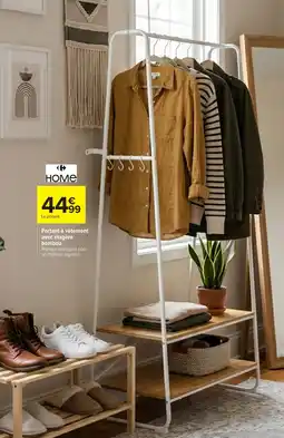 Carrefour Home Portant à vêtement avec étagère bambou offre