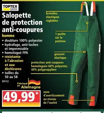 Norma Salopette de protection anti-coupures offre