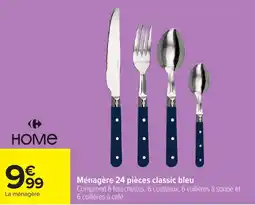Carrefour HOME Ménagère 24 pièces classic bleu offre