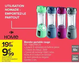 Carrefour HOME Blender portable rouge offre