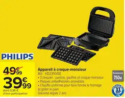 Carrefour PHILIPS Appareil à croque-monsieur offre