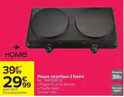 Carrefour HOME Plaque céramique 2 foyers offre