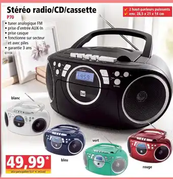 Norma Stéréo radio/CD/cassette offre