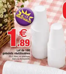 Bazarland Lot de 100 gobelets réutilisables offre