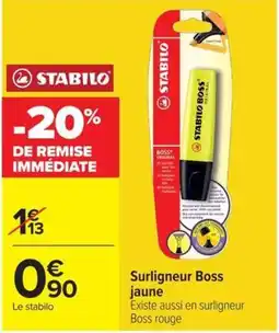 Carrefour Market STABILO Surligneur Boss jaune offre