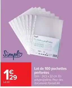 Carrefour Market Simpla Pochettes perforées offre