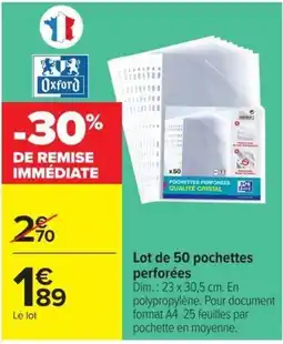 Carrefour Market Oxford pochettes perforées offre