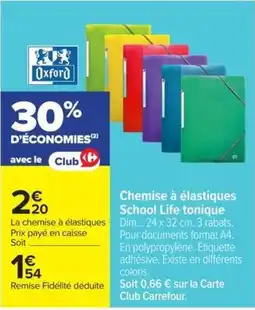 Carrefour Market Oxford Chemise à élastiques School Life tonique offre