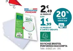 Hyper U EXACOMPTA FICHES BRISTOL offre