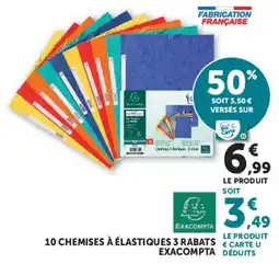 Hyper U EXACOMPTA Chemises à élastiques 3 rabats offre