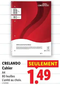 Lidl CRELANDO Cahier offre