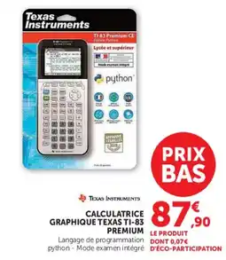 Hyper U Texas Instruments CALCULATRICE GRAPHIQUE TI-83 PREMIUM offre