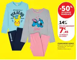 Hyper U PYJAMA ENFANT LICENCE offre