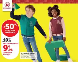 Hyper U essentiel VESTE TEDDY ENFANT offre