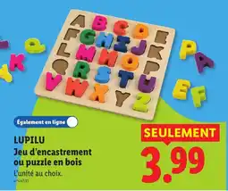 Lidl LUPILU Jeu d'encastrement ou puzzle en bois offre