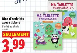 Lidl MA TABLETTE D'AUTOCOLLANTS offre