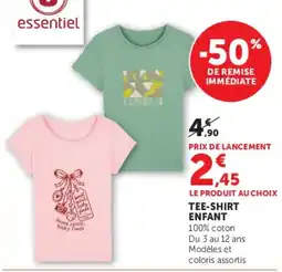 Hyper U essentiel TEE-SHIRT ENFANT offre