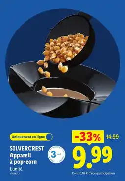 Lidl Silvercrest appareil à pop-corn offre