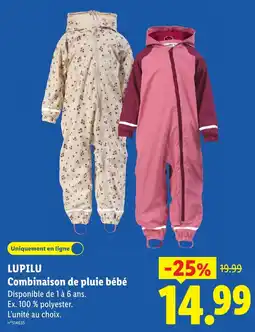 Lidl LUPILU Combinaison de pluie bébé offre
