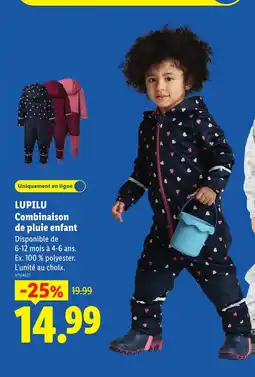 Lidl Lupilu combinaison de pluie enfant offre