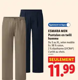 Lidl ESMARA MEN Pantalon en twill homme offre