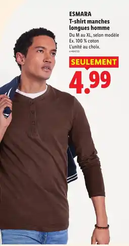 Lidl ESMARA T-shirt manches longues homme offre