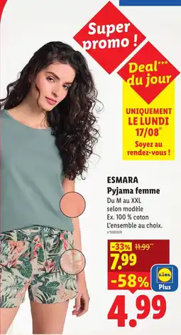 Lidl ESMARA Pyjama femme offre
