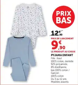 Hyper U PYJAMA ENFANT offre