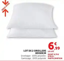 Hyper U Lot de 2 oreillers offre