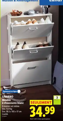 Lidl LIVARNO Meuble à chaussures blanc offre