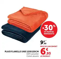 Hyper U PLAID FLANELLE UNIE offre