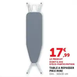 Hyper U TABLE A REPASSER PRIX MINI offre