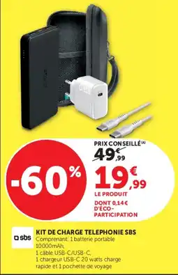 Hyper U SBS KIT DE CHARGE TELEPHONIE offre