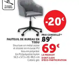 Hyper U Fauteuil de bureau en tissu offre
