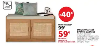 BANC RANGEMENT 2 PORTES CANNAGE