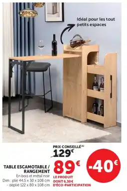 Hyper U TABLE ESCAMOTABLE / RANGEMENT offre