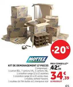 Hyper U MOTTEZ KIT DE DEMENAGEMENT 17 PIECES offre