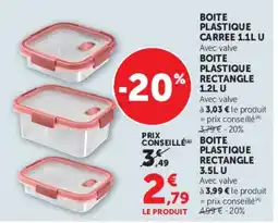Hyper U BOITE PLASTIQUE offre