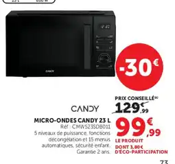 Hyper U CANDY MICRO-ONDES 23 L offre