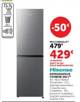 Hyper U Hisense REFRIGERATEUR COMBINE 256 L offre