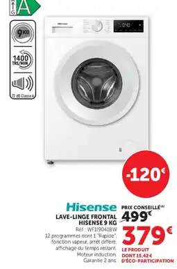 Hyper U Hisense LAVE-LINGE FRONTAL HISENSE 9 KG offre