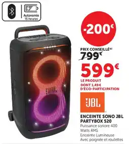 Hyper U Jbl enceinte sono partybox 520 offre