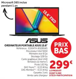 Hyper U ASUS ORDINATEUR PORTABLE offre