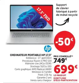 Hyper U HP ORDINATEUR PORTABLE 17,3" offre