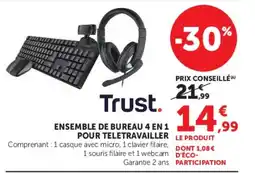 Hyper U Trust. ENSEMBLE DE BUREAU 4 EN 1 POUR TELETRAVAILLER offre