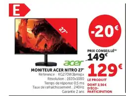 Hyper U Acer MONITEUR ACER NITRO 27" offre