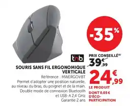 Hyper U tnb SOURIS SANS FIL ERGONOMIQUE VERTICALE offre
