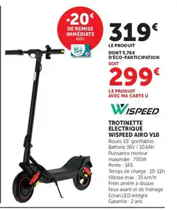 Hyper U WISPEED TROTINETTE ELECTRIQUE AIRO V10 offre