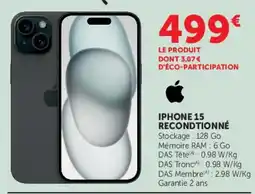 Hyper U Apple iPhone 15 reconditionné offre