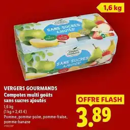 Lidl Flash - compotes multi goûts sans sucres ajoutés offre
